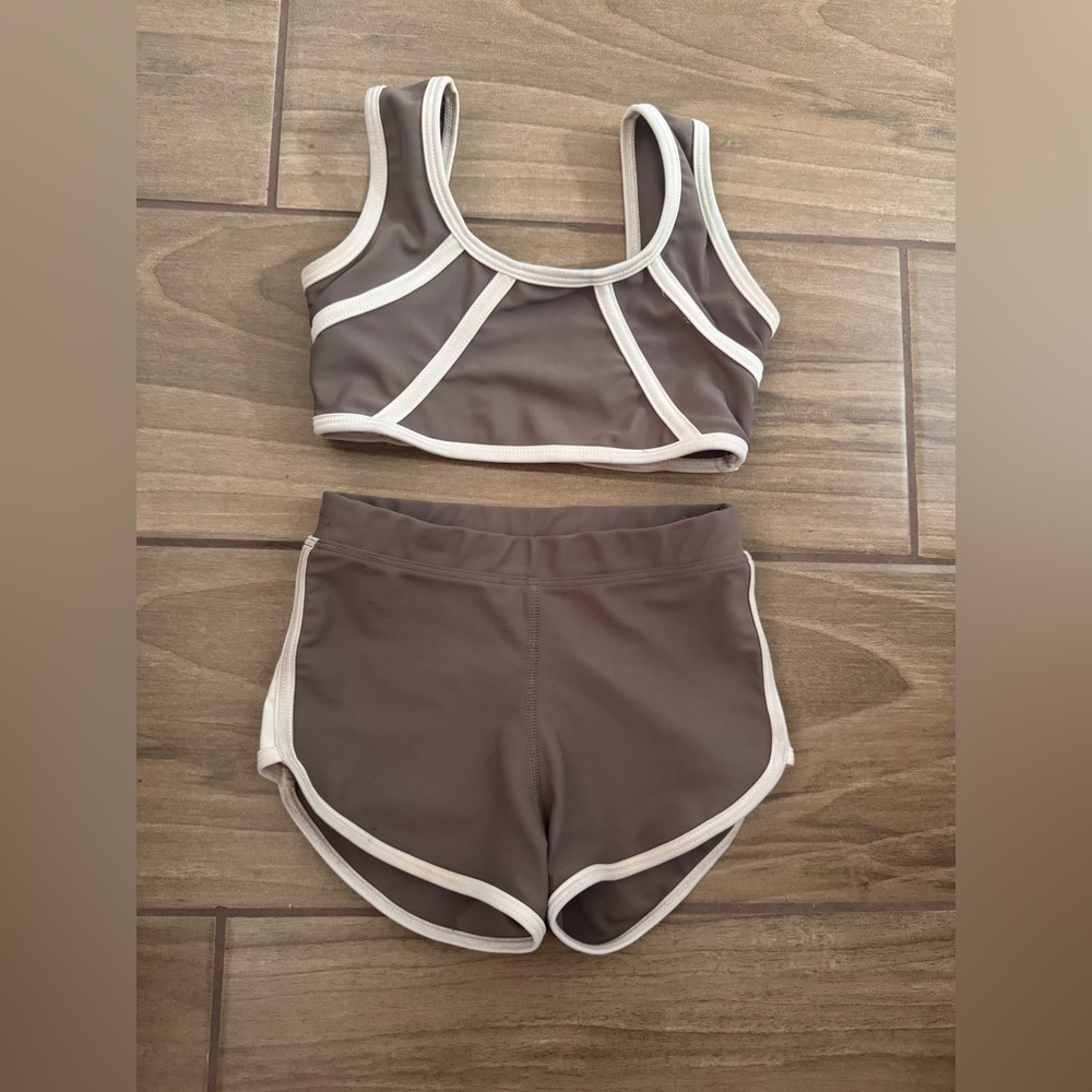 Chic Brown Sports Bra and Shorts Set